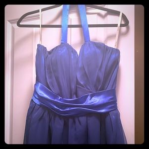 Royal Blue Chiffon Halter Dress